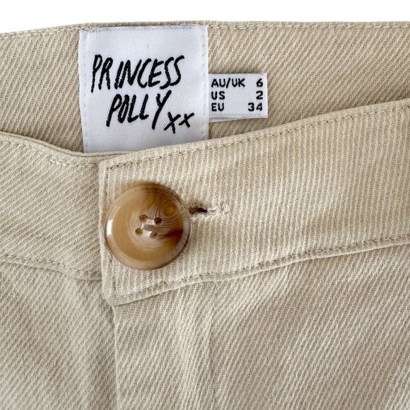Princess Polly High Waisted Wide Leg Carter Pants Beige Size 2 - Picture 8 of 10